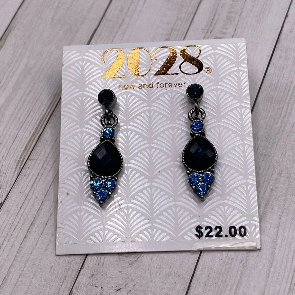 NWT 1928 Deep Blue Drop Earrings - Picture 7 of 7
